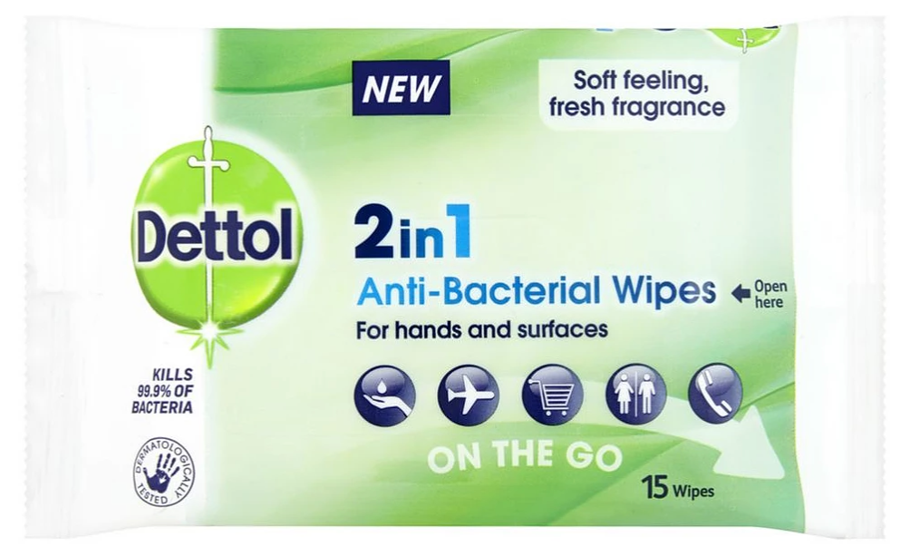 Dettol 2 in 1 Antibacterial Wipes