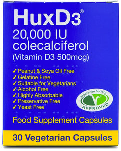 HuxD3 20,000 IU 30 Capsules Colecalciferol